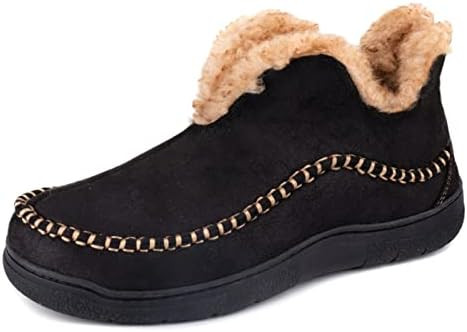 Wishcotton Men's Moccasin Bootie Slippers With Cozy Memory Foam, Winter Warm Fuzzy Indoor Outdoor... | Amazon (US)