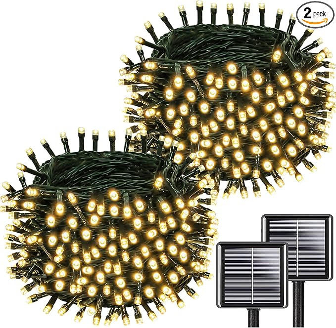 Solar String Lights Outdoor Waterproof 2PK 200LED 66FT Twinkle Lights Auto On/Off Solar Powered L... | Amazon (US)