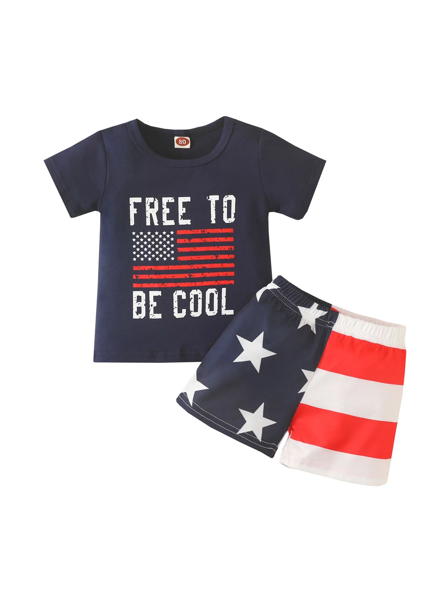 wybzd 4th of July Toddler Baby Boy Summer Clothes Short Sleeve American Flag Print T-Shirt Shorts... | Walmart (US)