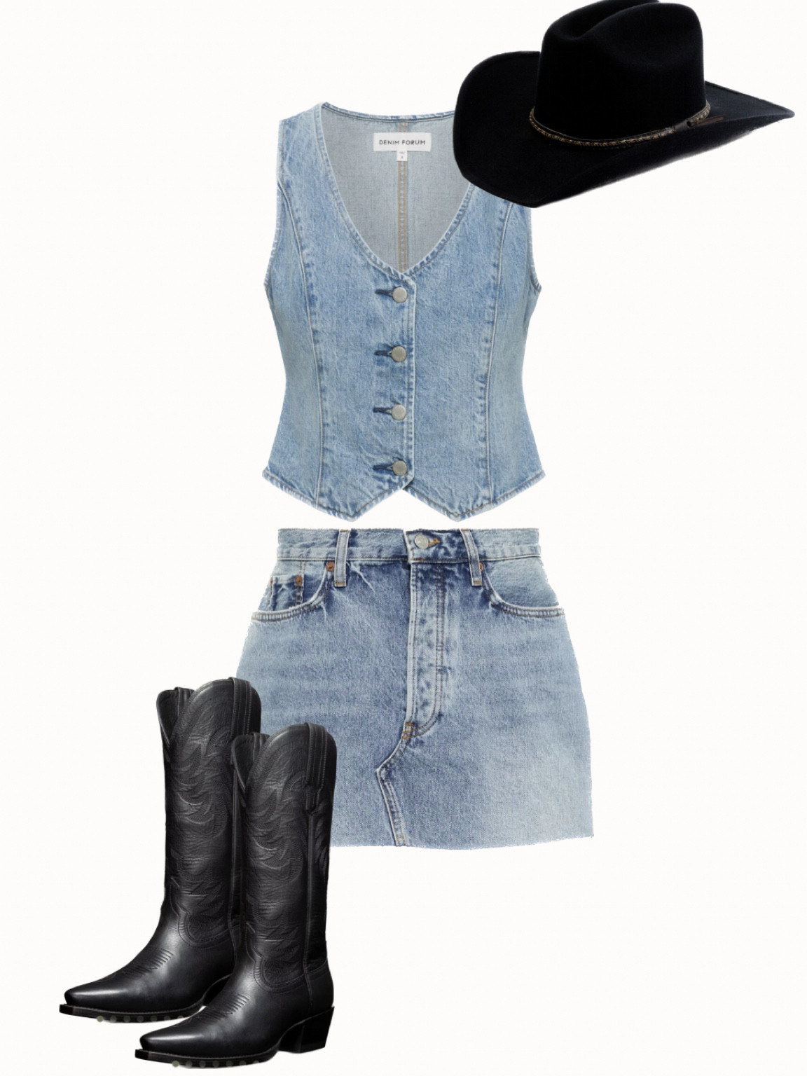 denim cowgirl 

#LTKSeasonal #LTKstyletip #LTKshoecrush