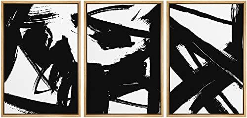 Amazon.com: wall26 Framed Wall Art Print Set Black and White Grunge Paint Strokes Abstract Shapes... | Amazon (US)