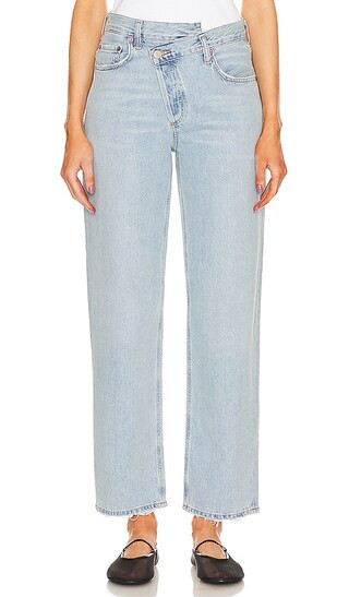 AGOLDE Criss Cross Straight Leg Jeans in Denim-Light. - size 31 | Revolve Clothing (Global)