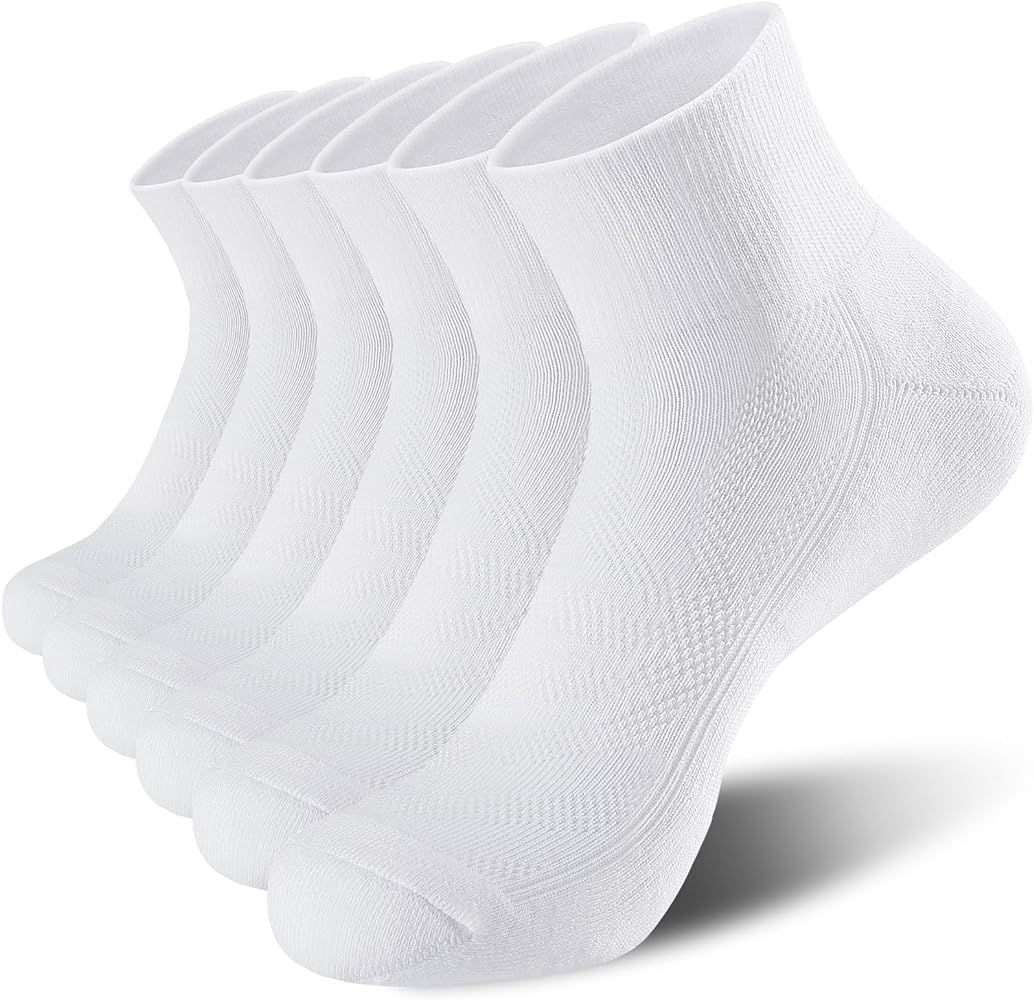 Lapulas 6 Pack Ankle Socks with Cushion, Athletic Running Sports Socks Anti-Blister Cotton Socks for Men and Women | Amazon (US)