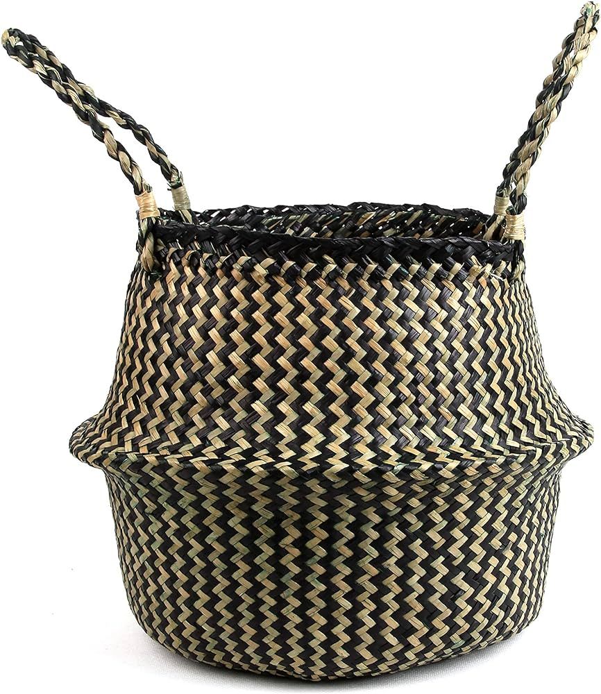 BlueMake Woven Seagrass Belly Basket for Storage Plant Pot Basket and Laundry, Picnic and Grocery... | Amazon (US)