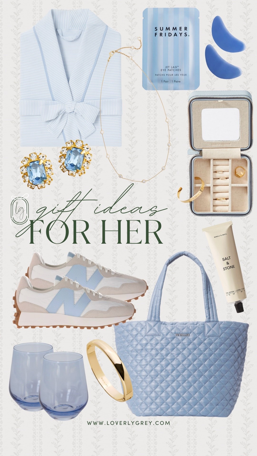 Loving these gift ideas for her! I have this MZ Wallace tote bag in a few other colors, and it’s one of my favorite bags for traveling! I always think a jewelry travel case is a good idea! These new balances are so comfortable!

Loverly Grey, gift ideas for her, gift ideas for mom, travel finds, tote bag, lake pajamas, robe, new balances, jewelry holder, jewelry, wine glasses, Christmas gifts 

#LTKHoliday #LTKGiftGuide