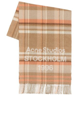 Acne Studios Venus Check 1996 Scarf in Beige & Peach - Beige. Size all. | FWRD 