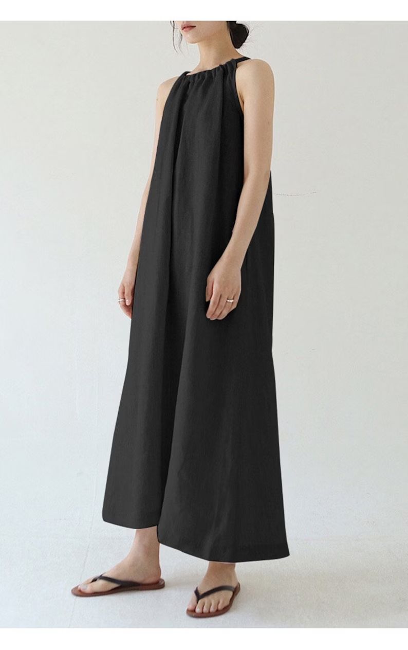 Black Linen dress, linen clothing, Maternity linen dress, Summer dress, Linen loose fitting MAXI ... | Etsy (CAD)