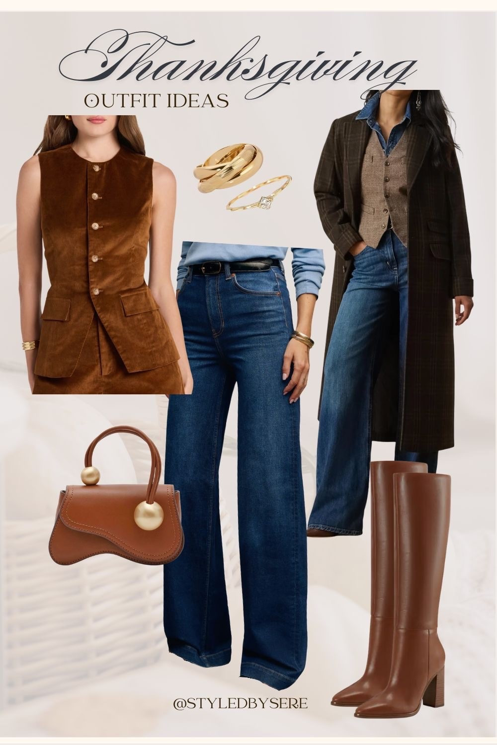 Thanksgiving Style: Chestnuts by the Fire 🔥 

Bring the warmth to Thanksgiving this year with this laidback yet polished look. Dark denim jeans bring sophistication to a casual setting. A soft button-down vest with matching chestnut leather boots & bag create a refined & festive style. Finish the look with layered gold jewelry and a plaid wool jacket to take you to and from.

#LTKootd #LTKHoliday #LTKSeasonal