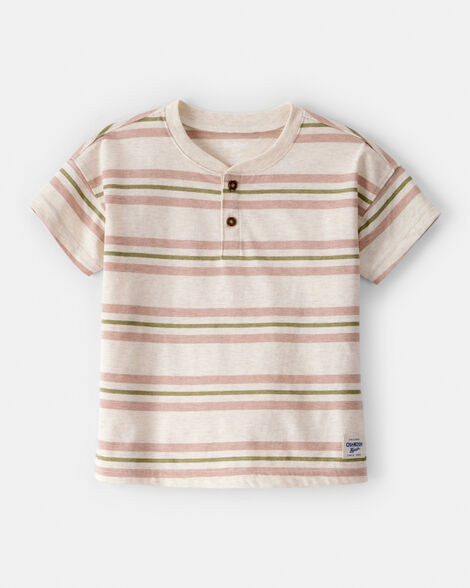 Toddler Boy Striped Short-Sleeve Henley Tee - Tan | Carter's Inc