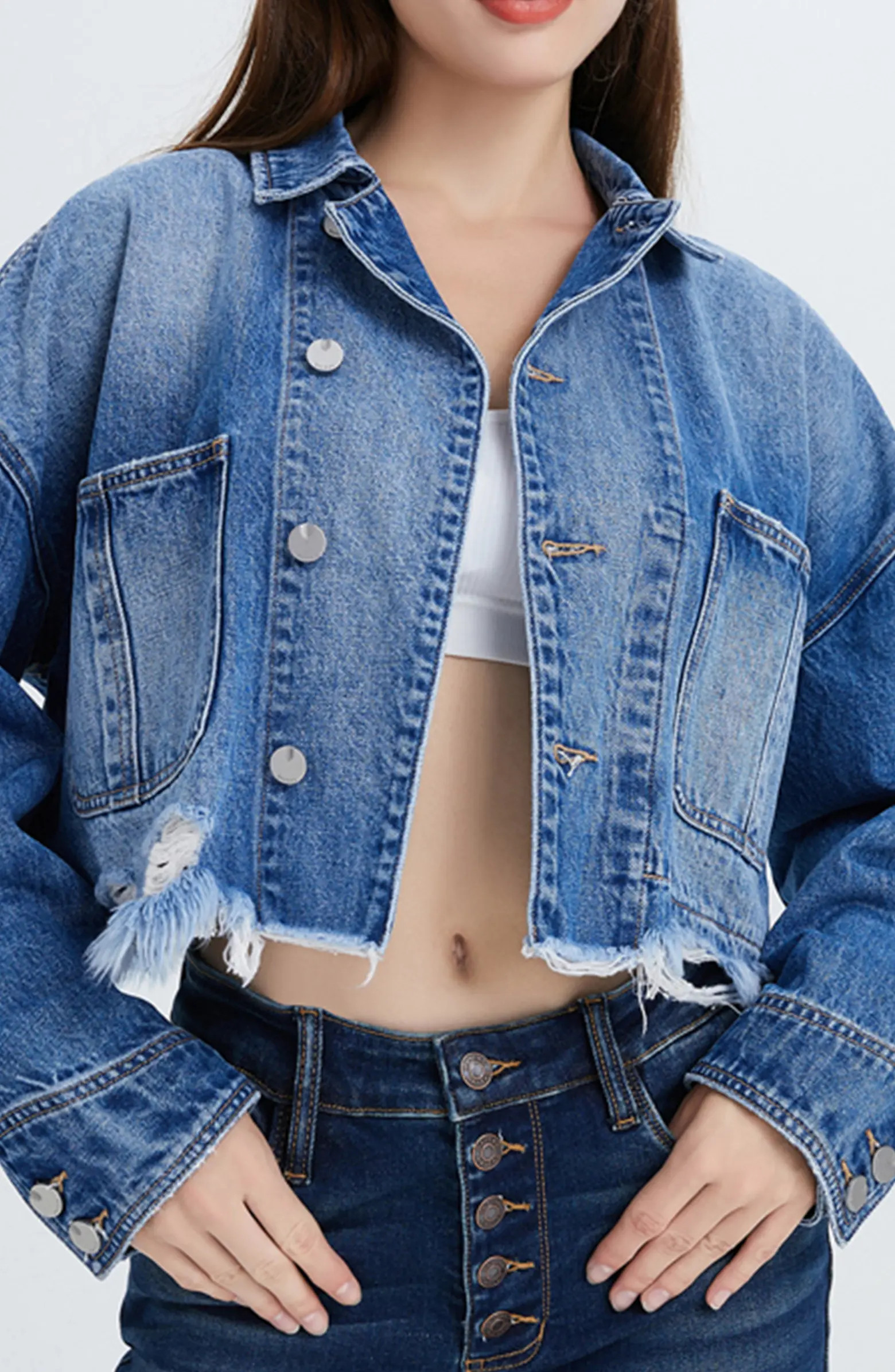Frayed Crop Denim Jacket | Nordstrom