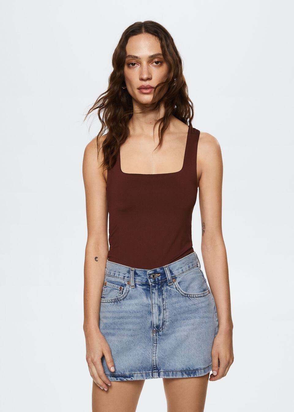 Crop top encolure carrée | MANGO (FR)