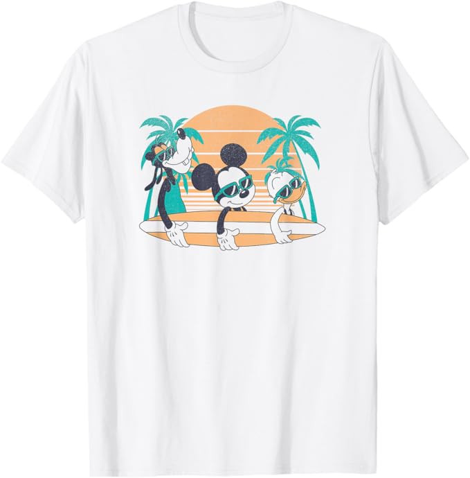 Disney Mickey and Friends Retro Surf Group T-Shirt | Amazon (US)