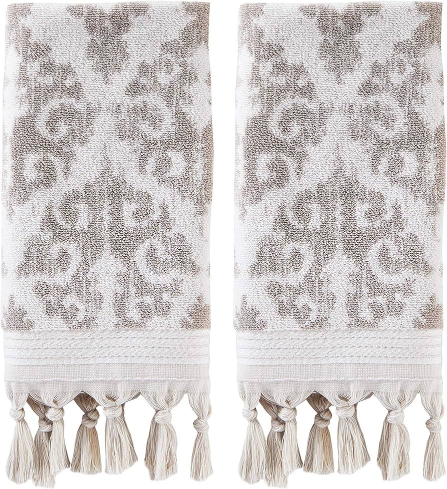 SKL Home Mirage Fringe 100% Turkish Cotton Hand Towel (2-Pack), Taupe | Amazon (US)
