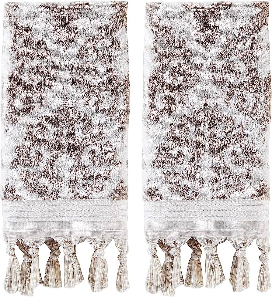 SKL Home Mirage Fringe 100% Turkish Cotton Hand Towel (2-Pack), Taupe | Amazon (US)