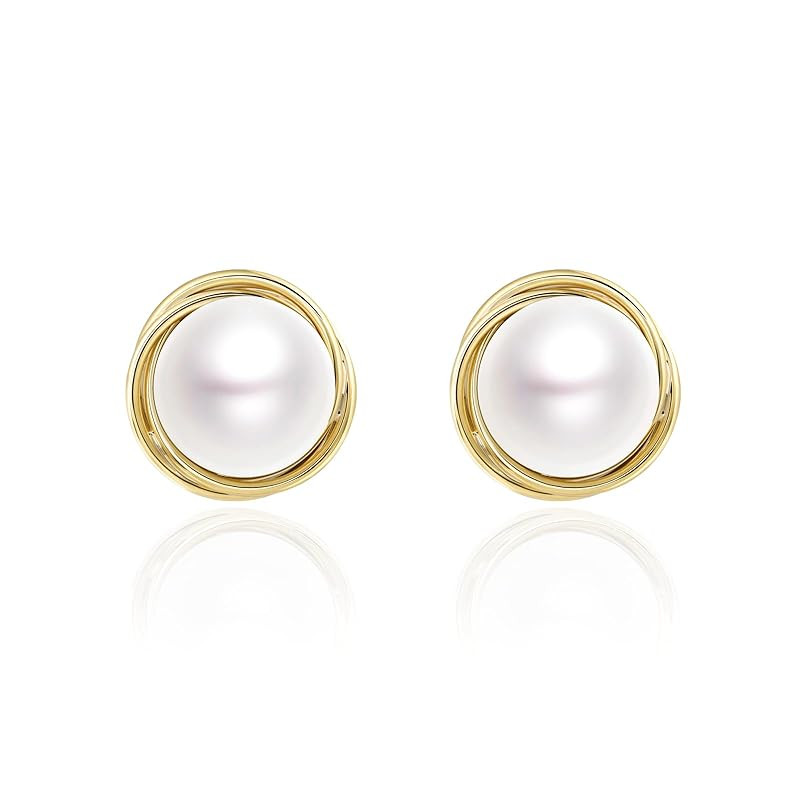 Gold Pearl Stud Earrings for Women Vintage Large Pearl Earrings Retro Earrings Button Earrings fo... | Amazon (CA)