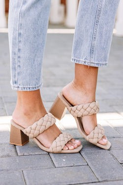 Love You More Taupe Brown Braided Heels | The Mint Julep Boutique