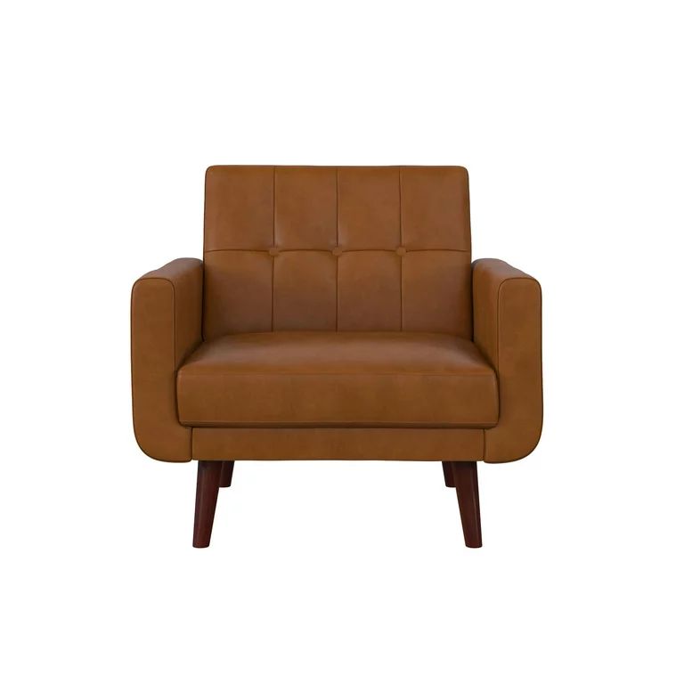 Better Homes & Gardens Nola Modern Chair with Arms, Camel Faux Leather | Walmart (US)