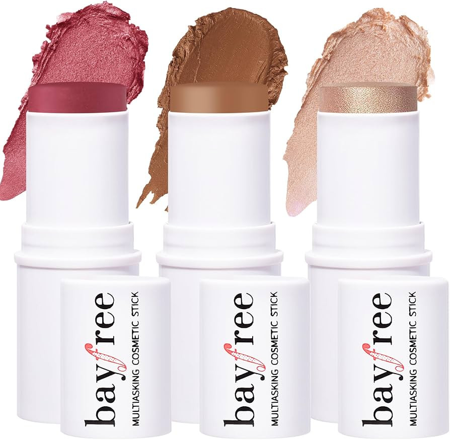 KIMUSE Multi Stick Trio Face Makeup, Cream Blush Stick for Cheeks & Lips, Contour Stick & Highlig... | Amazon (UK)