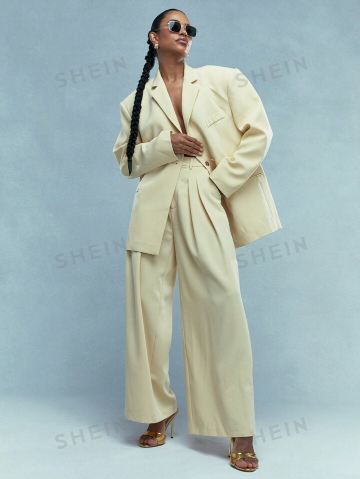 MISSGUIDED Oversized Jacket And Wide Leg Pants Suit Set | SHEIN | SHEIN