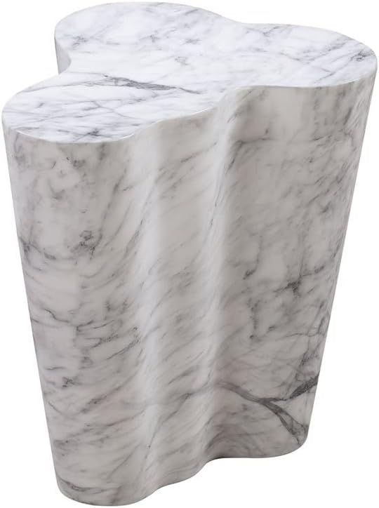 TOV Furniture Modern Slab Living Room Tall Side Table, 22", 22 Inch, White Marble | Amazon (US)