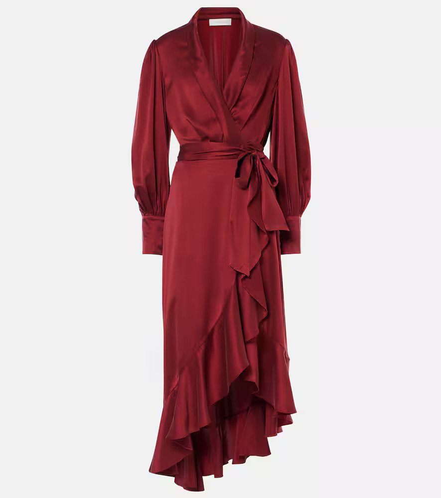 Zimmermann Ruffled silk satin wrap dress | Mytheresa (US/CA)