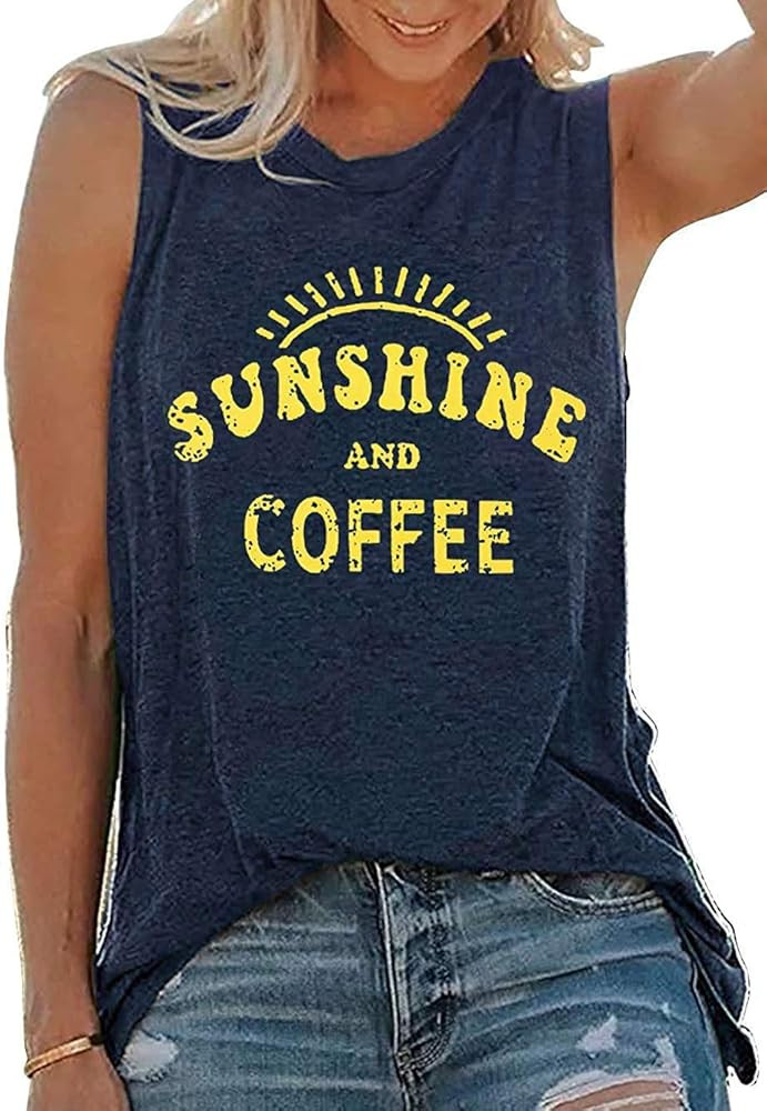 Womens Tank Tops Summer T Shirts Sleeveless Casual Loose Tunic Blouses | Amazon (US)