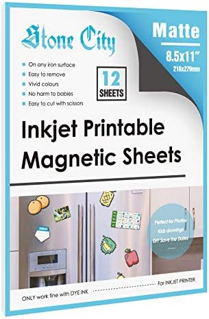 Stone City Magnetic Sheets Printable Matte Paper 12mil Thick for Inkjet Printers 8.5x 11 Inches 1... | Amazon (US)
