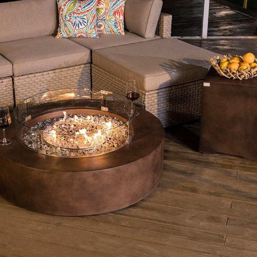 COSIEST 2-Piece Outdoor Propane Firepit Table Set with Tank Table, Wind Guard - Walmart.com | Walmart (US)