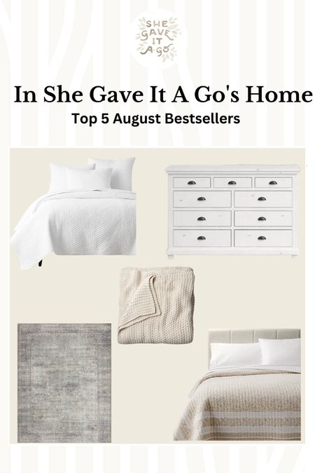 She Gave It A Go home decor bestsellers from August // bedding // 9 drawer dresser // rug 

#LTKfindsunder50 #LTKfamily #LTKhome