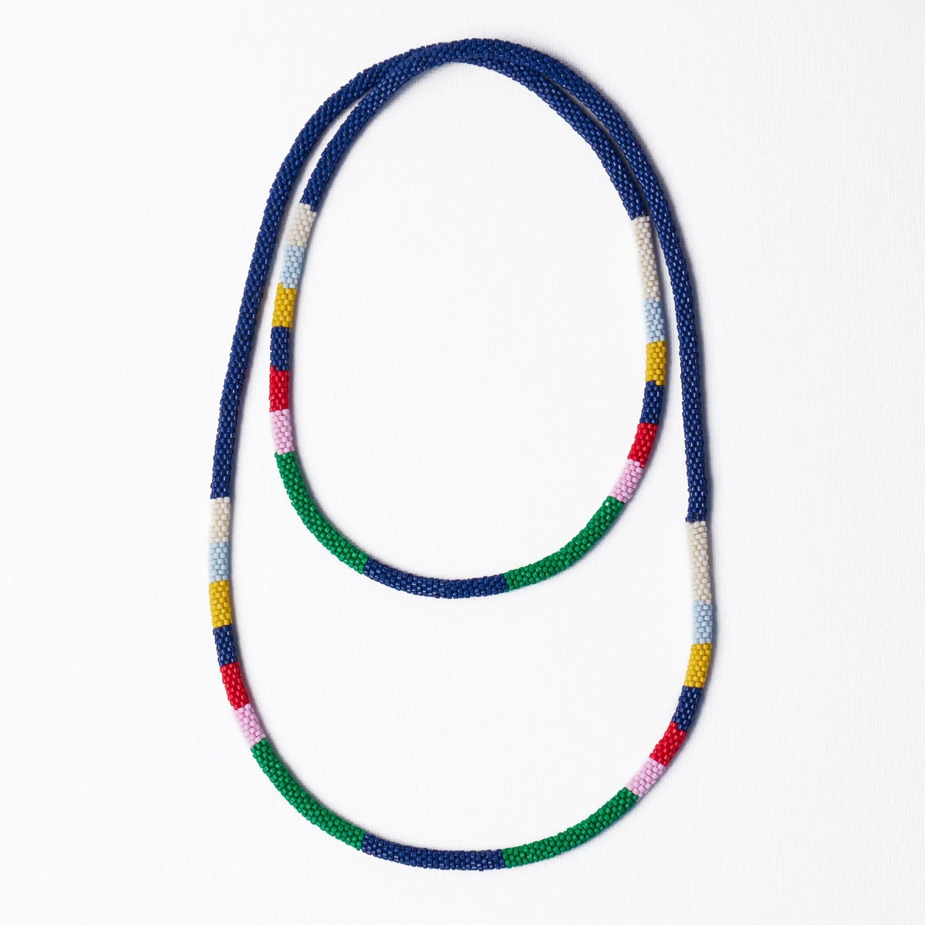 Allie Seed Bead Long Necklace Navy  + Multi | INK+ALLOY