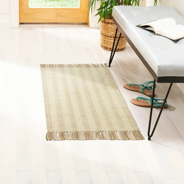 Better Homes & Gardens Beige Lines Indoor 24" x 40" Accent Rug | Walmart (US)
