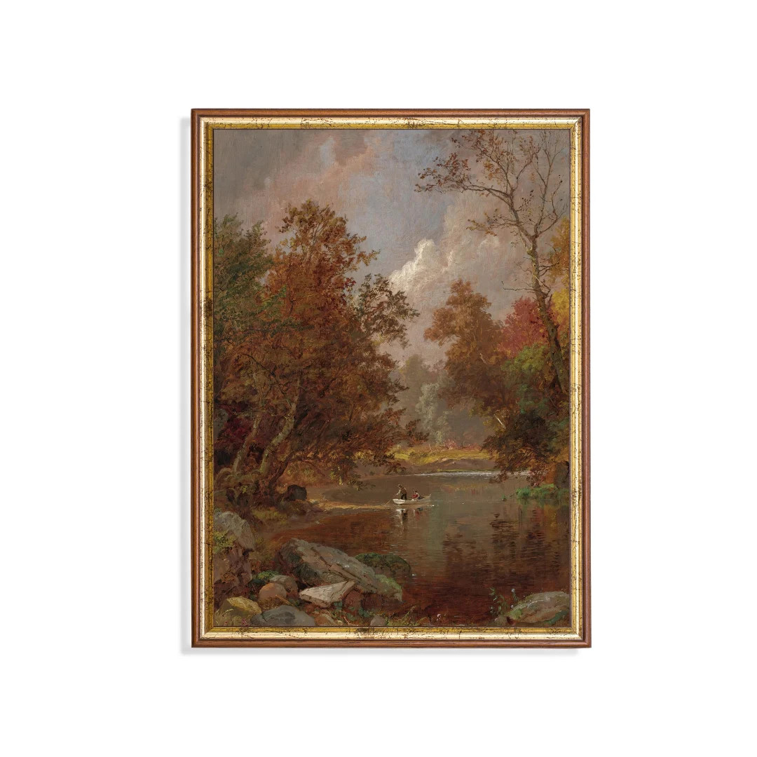 Printed and Shipped Vintage Autumn Landscape Antique Fall Riverscape Print Rustic Moody Fine Art ... | Etsy (US)