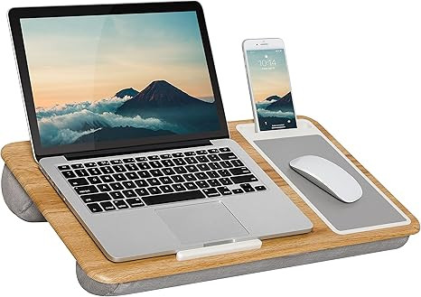 LAPGEAR Home Office Lap Desk with Device Ledge, Mouse Pad, and Phone Holder - Oak Woodgrain - Fit... | Amazon (US)