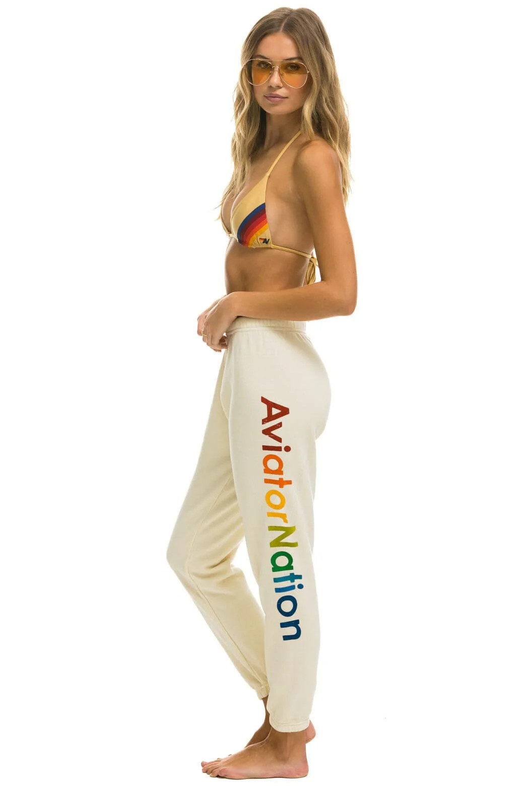 AVIATOR NATION SWEATPANTS - VINTAGE WHITE | Aviator Nation