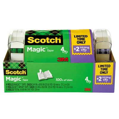 Scotch Magic Tape, ¾" x 850", 6 Pack | Sam's Club