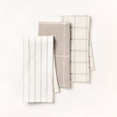 3pk Kitchen Towels Light Gray - Figmint™ | Target