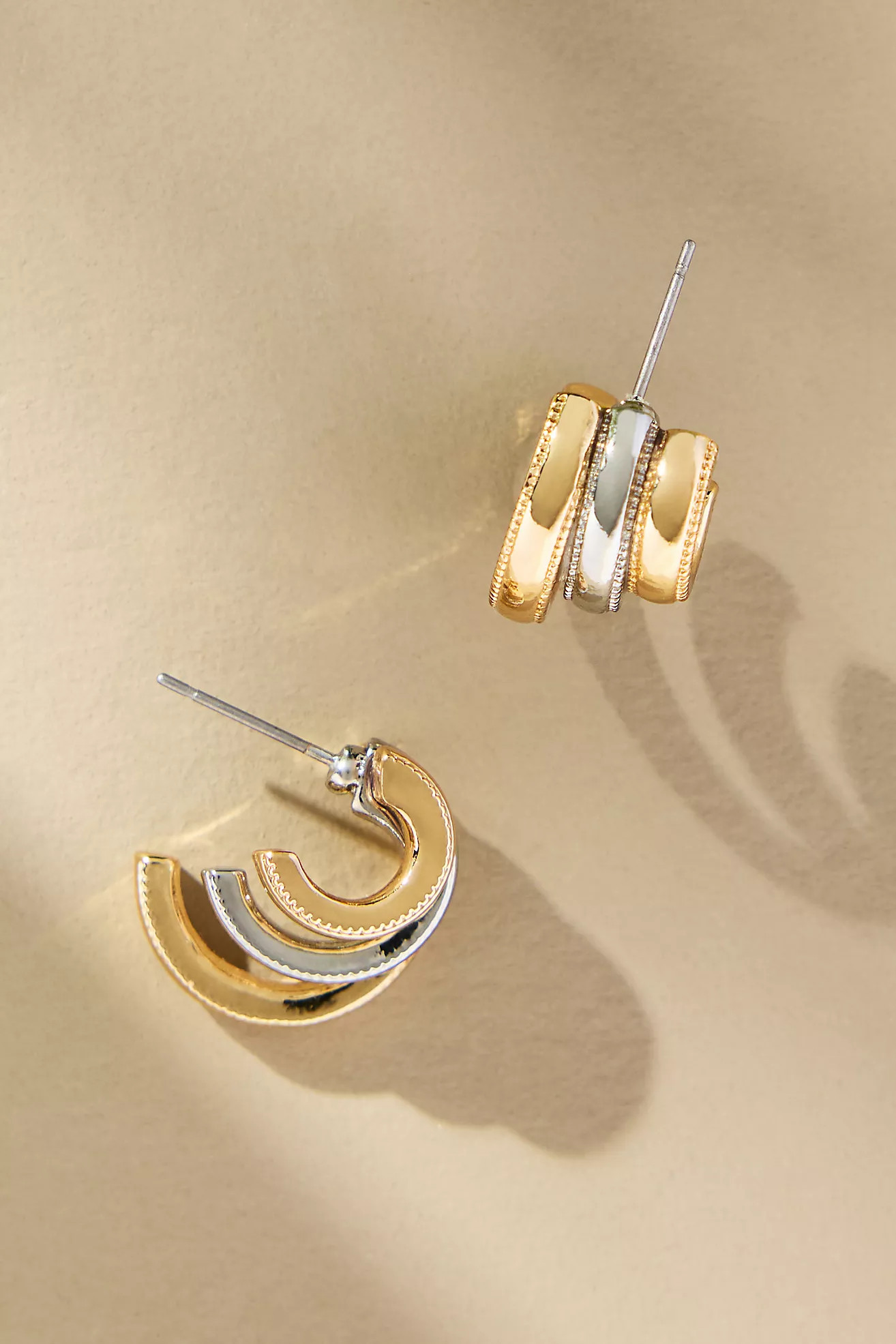 Mixed Metal Triple Huggie Earrings | Anthropologie (US)