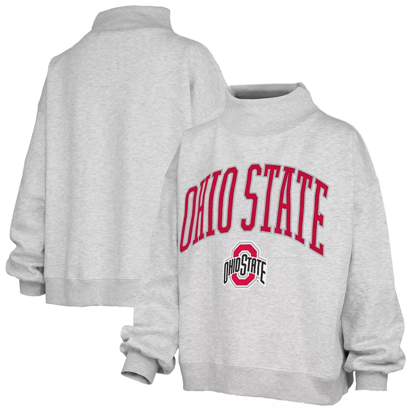 Women's Pressbox Gray Ohio State Buckeyes Nelson Texture Lingo Mock Neck Fleece SweatshirtPressbo... | Kohl's