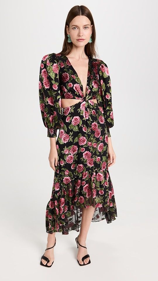 alice + olivia Katia Deep V Neck Twist Front Maxi Dress | SHOPBOP | Shopbop