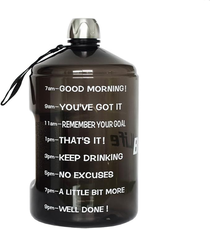 QuiFit 1 Gallon Water Bottle with Motivational Time Marker 128/73/43 oz Large Capacity BPA Free R... | Amazon (US)