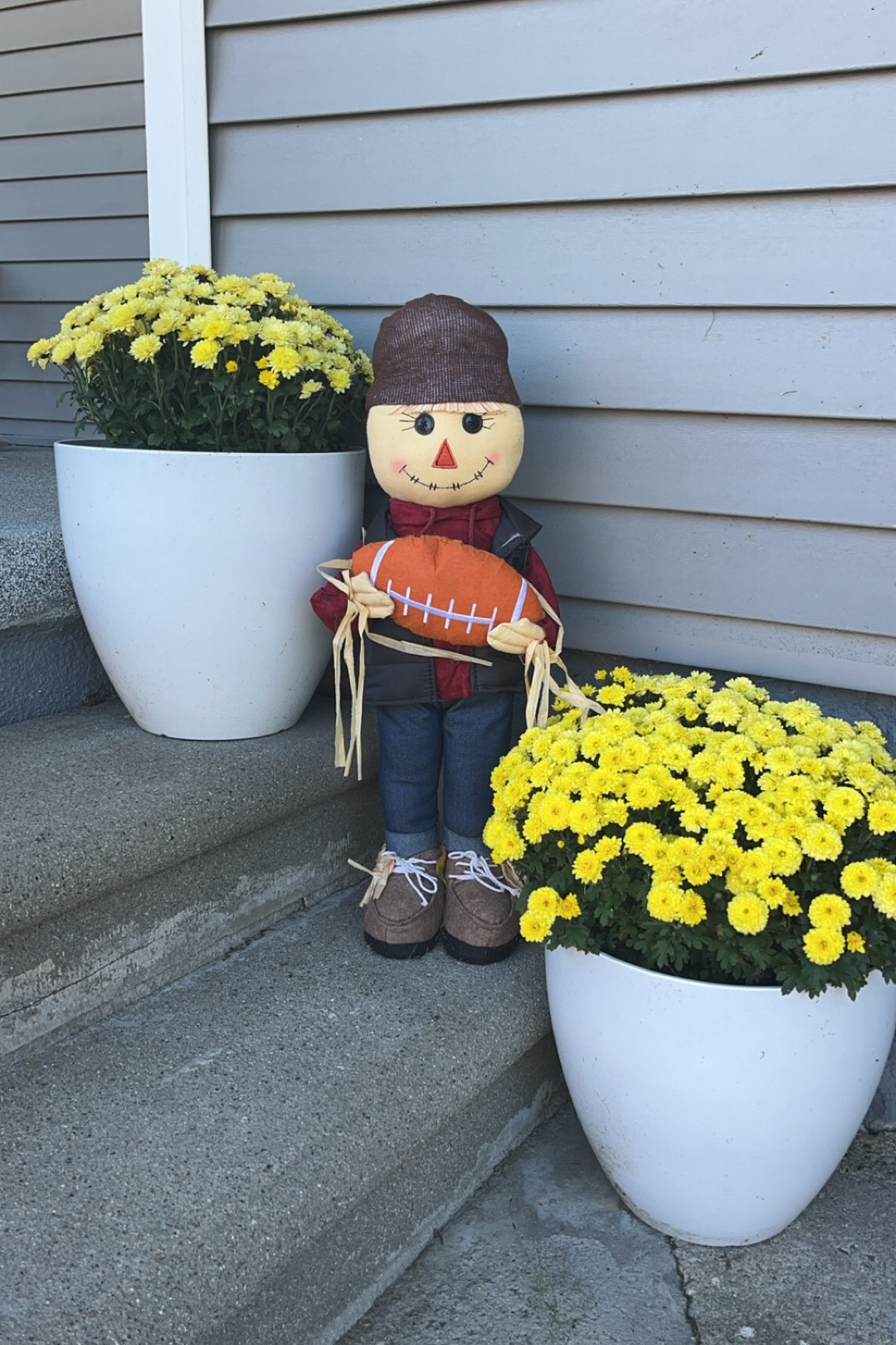 Curb appeal. Easy looks for outdoor steps during october and november. Fall outdoor style. Football season. Mums. White planters  

#LTKHoliday #LTKHalloween

#LTKFamily