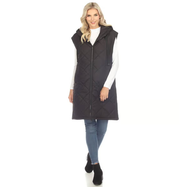 Womens White Mark Diamond Quilted Hooded Puffer Vest - Boscov's | Boscov's Department Stores