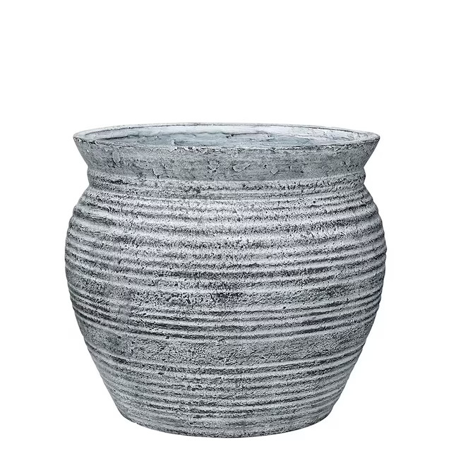 allen + roth Round 13-in W x 11.25-in H Gray Mixed/Composite Traditional Indoor/Outdoor Planter | Lowe's