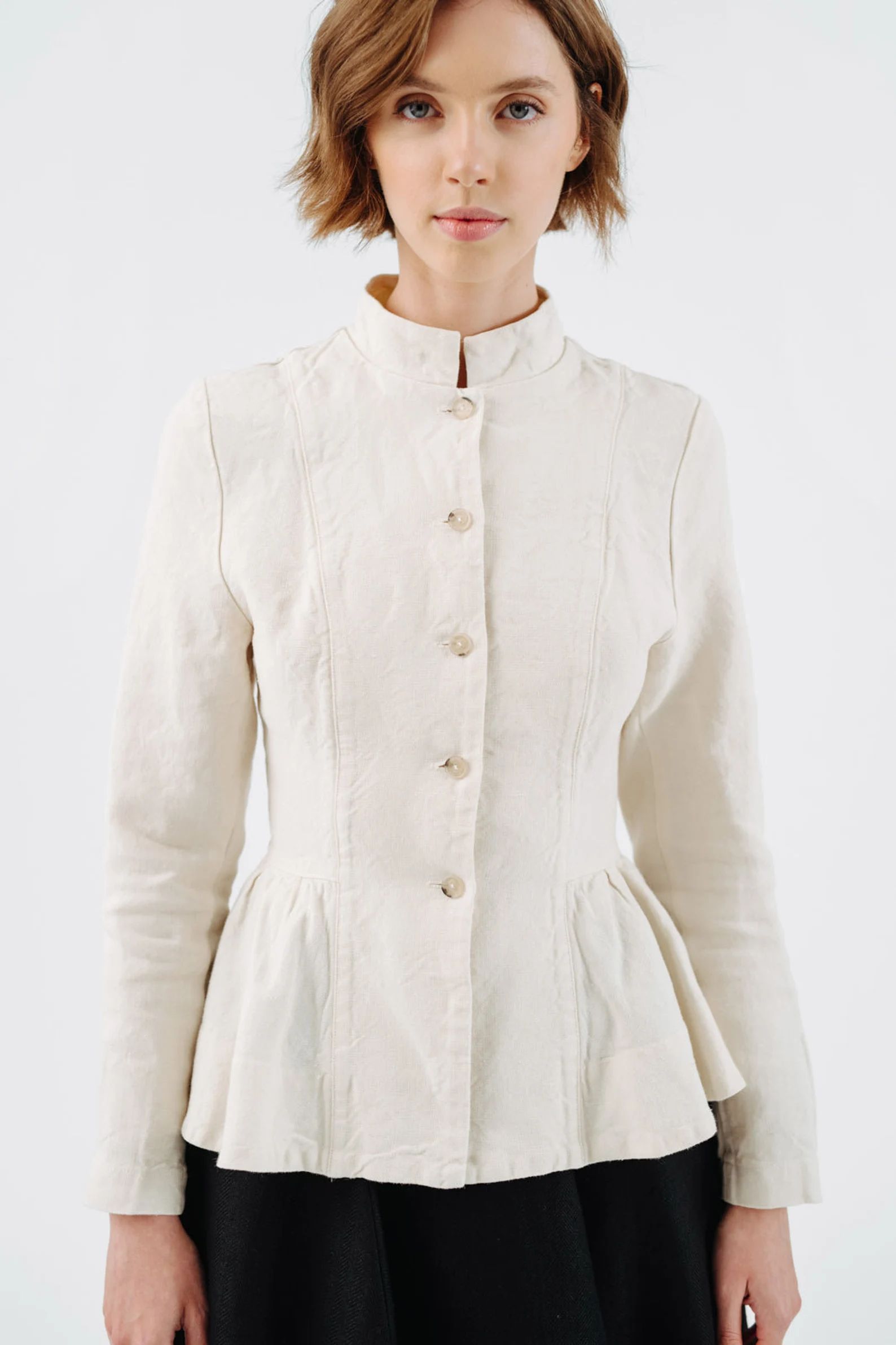WHITE PEPLUM JACKET Fall Linen Blazer, Twill Linen Blazer, Elegant Jacket, Linen Clothing, Minima... | Etsy (UK)