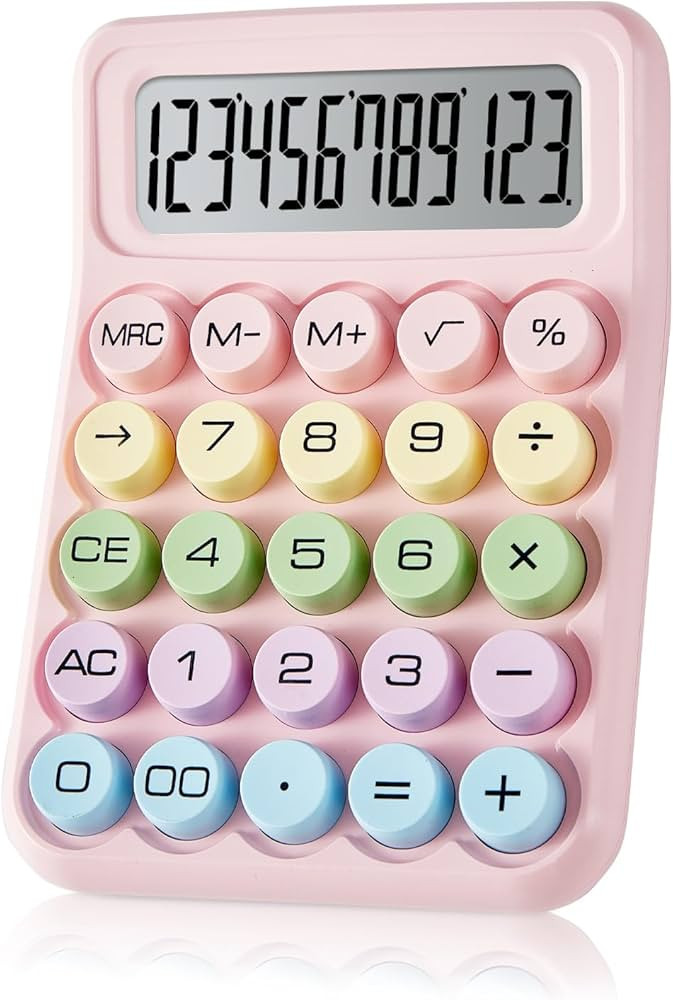 Electronic Calculator,12 Digits Large LCD Display Small Desktop Calculator,Pink Basic Calculators... | Amazon (US)