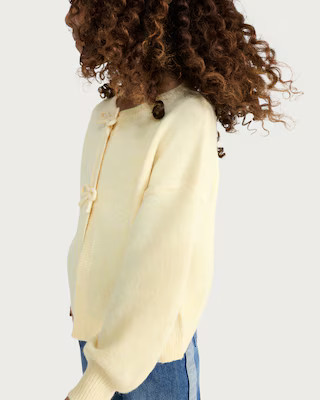 F&F Girls Textured Bow Detail Cardigan in Yellow | Tesco F&F