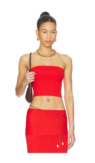 Shania Knit Tube Top in Tomato | Revolve Clothing (Global)