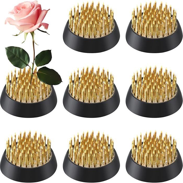 Sliner 8 Pcs Floral Frogs Round Brass Flower Holder Japanese Ikebana Vase Floral Frogs Arranger F... | Amazon (US)