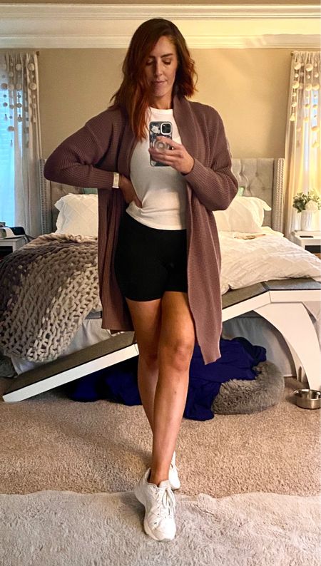 Check out this athleisure wear look with my new fabletics shorts. Paired with this Lululemon white tee and duster cardigan from Amazon. The perfect mix of styles and comfort for working out or lounging!

#LTKFindsUnder100 #LTKStyleTip #LTKFitness