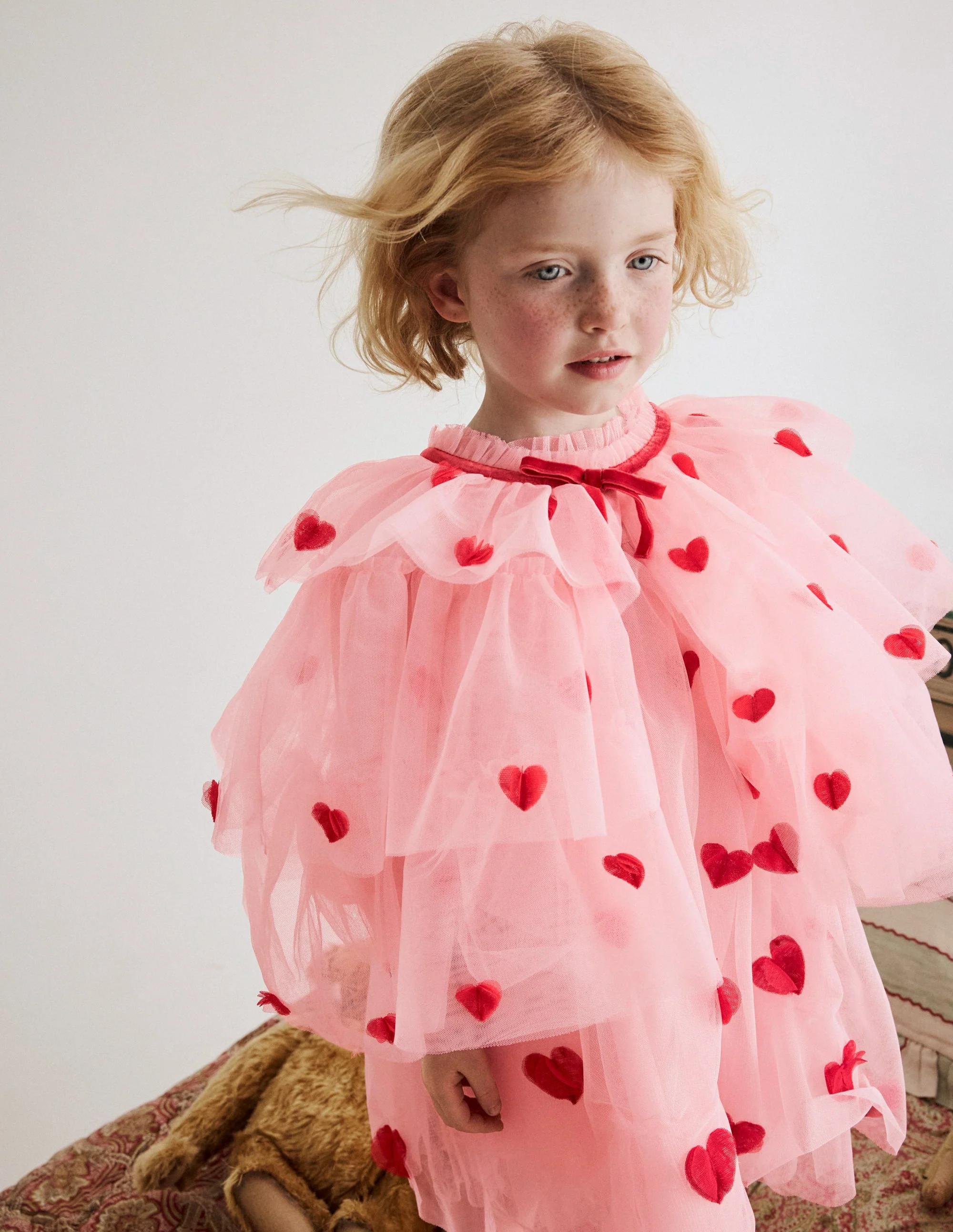 Tulle Heart Cape-Chalk Pink Hearts | Boden (US)
